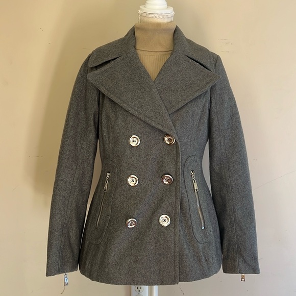 Miss Sixty M60 Women’s Gray Wool Blend Double Breasted Button Coat Size: M - Picture 1 of 9